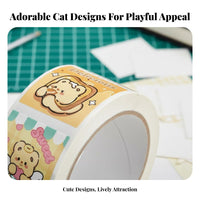 Black Cat Er Roll DIY Decoration Cartoon Cat Sealing Ers Removable Without Residue Cute Kitten Labels for Teenagers, Teens, Laptops