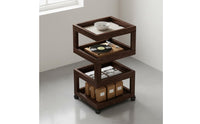 Modern Bedside Cabinet Open Shelving Mobile Storage Cart Space Saving Rolling End Table for Bedroom, Small Areas, Living Room