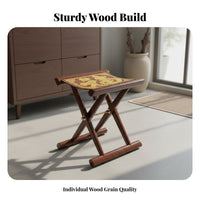 Foldable Wooden Collapsible Frame Stool Lightweight Collapsible Frame Wooden Stool Space-Saving Portable Seating Effortless Setup for Seniors, Fishermen, Fishing, Camping, Entryway, Backyard Gatherings