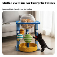 Space Capsule feline Haven Floor-to-Ceiling feline Tree Adjustable Height Floor-to-Ceiling feline Pole Multitier tiers Climbing Post Sturdy and Stable for Owners of Large felines, Apartment Dwellers, Apartments, Indoors, Small areas, Living Room