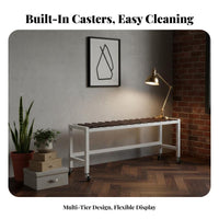 Rolling Plant Stand With Caster Wheels Flower Pot Holder Multi-Tier Design Easy Assembly for Patio