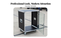 Thickened Metal Frame Rolling Flight Case Heavy-Duty Construction Mobile Audio Rack Reinforced Corners Portable Sound Equipment Case With Casters for DJs, Musicians, Outdoor Events, Home Theater, Studio, Conference Room