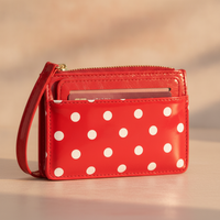 Polka Dot Mini Wallet with Multiple Card Slots and Coin Pouch