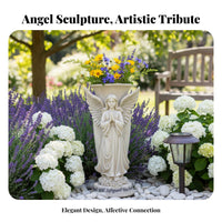 Praying Angel Statue Vase Commemorative Gift Praying Blossom Holder Weather-Resistant Resin Gravesite Vase for Gravesite