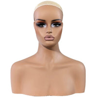 Mannequin Head with Shoulders Stable Hairpiece Head with Shoulders Life-Size Hairpiece Display Bust for Cosmetologists, Studios