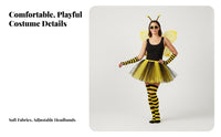 Bee Costume Set Glitter Wing Accessories Bee Wing and Headband Set Lightweight Bumblebee Dress-up Kit for Women, Adults, Halloween, Birthday Party