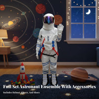 Performance Prop Astronaut Costume Eye-Catching Design Full Body Astronaut Suit Mascot Design Spacesuit Costume Embroidered Patches for Children, Performers, Stage Performances, Promotional Events, Themed Parties, Halloween