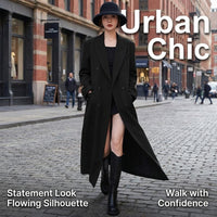 Womens Coat Double Breasted Long Overcoat for Autumn Winter Wear, Extra Tailored Trench Design with High Temperature Shaping