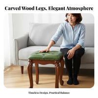 Versatile Use Tufted Square Footstool Compact Size Upholstered Footrest Long-Lasting and Sturdy Low Stool High Load Capacity for Homeowners, Adults, Removeice Workers, Living Room, Entryway, Bedroom, Under Desk