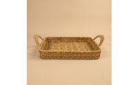 Woven Tray Basket with Handles Serving Tray with Handles Rustic Shallow Fruit Basket for Picnic