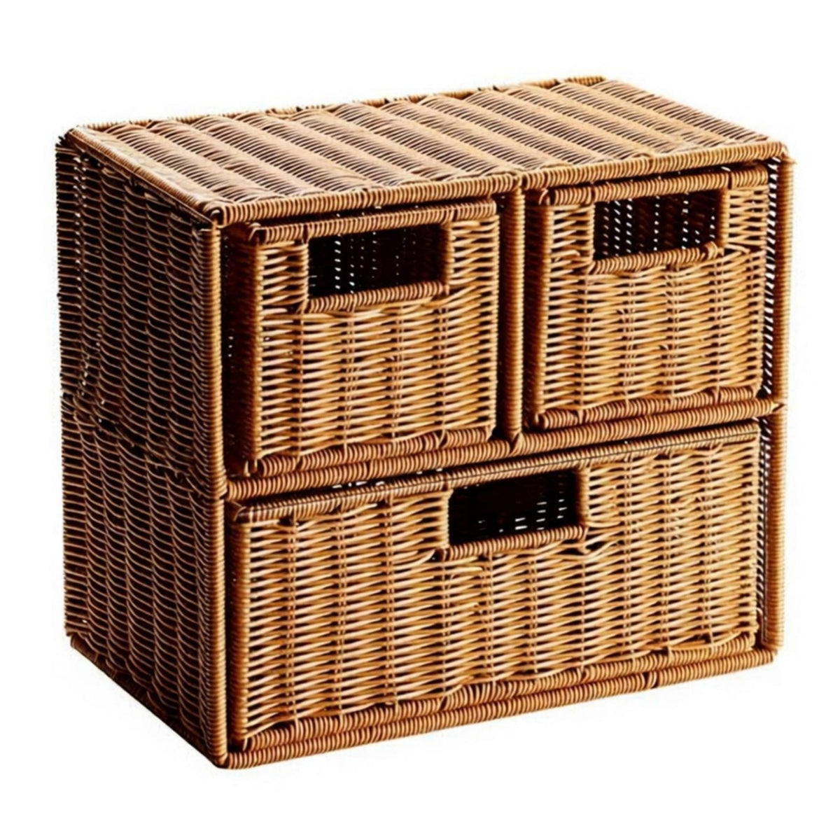 Multi-Drawer Organizer Rattan Weave Design Organizing Box Pull-amethod Drawers