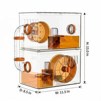 Luxury Hamster Cage with 2 Levels, Rectangular Acrylic Hamster Cage in Modern Style, Detachable Transparent Hamster Cage for Dwarf Hamster Mice