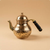 Domed Lid Artisanal Copper Teapot Curved Spout Tin-Lined Copper Teapot Floral Cookware Scroll Pattern