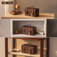 Vintage Dollhouse Trunk Faux Leather Miniature Trunk Lightweight Miniature Suitcase Portable for Crafters, Diorama