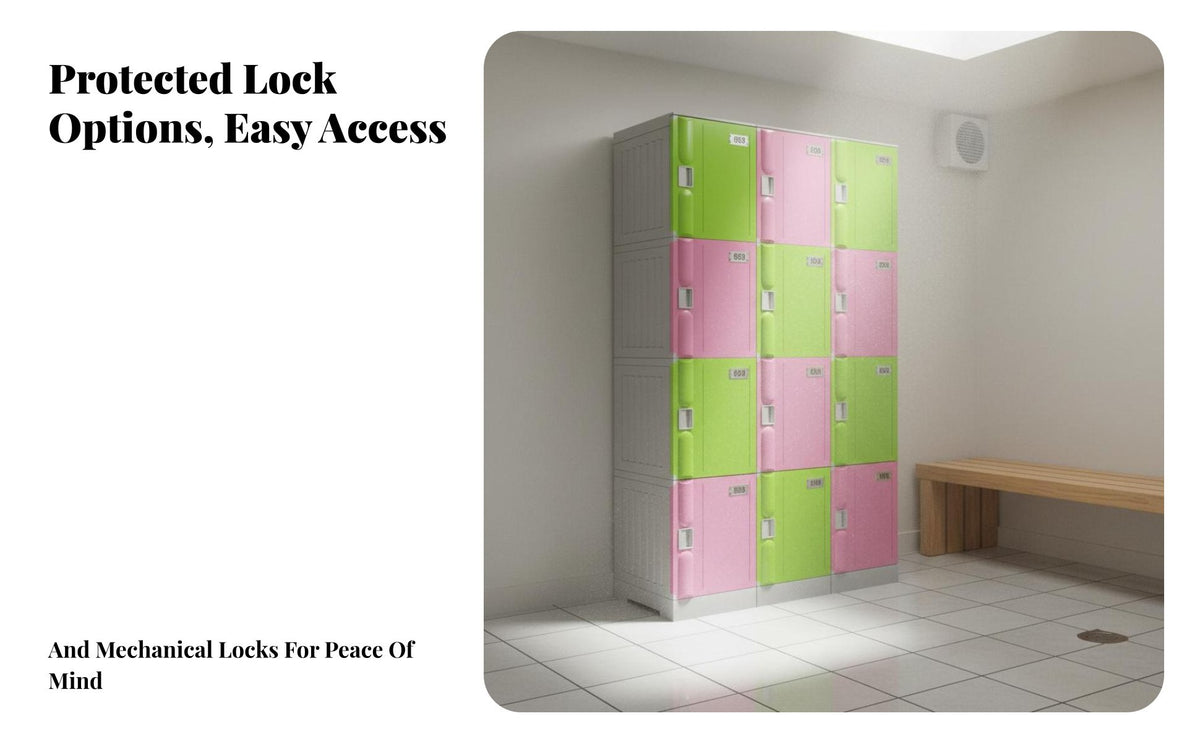Long-Lasting ABS Plastic Locker Anti Waterproof Changing Room Cabinet Rust Resistant Gym Design Locker Lockable Doors for Employees, Students, Swimming Pool, Spa, Public Bathroom