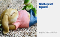 Easter Bunny Resin Garden Decor, Cute Animal Decoration, Colorful Outdoor Entryway Figurine for Children