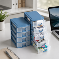 Plastic Storage Case, Small Item Organizer, 5 Drawers, Desktop Storage, Desk Organizer, Transparent, Stackable, 18L