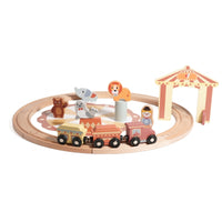 Wooden Railway Set Wood Finish Children's Plaything Decorative for Kids