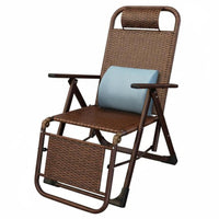 Foldable Design Folding Woven Lounger Space Saving Adjustable Sun Lounger Portable Lounge Chair Weather-Resistant for Homeowners, Beachgoers, Balcony, Beach, Garden, Backyard