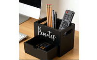 Remote Organizer with Drawer Rectangular Remote Control Holder with Drawer Multifunctional Wooden Organizer for Bedside Table