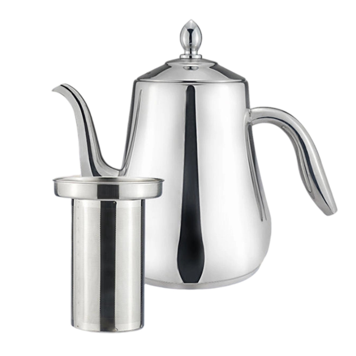 Gooseneck Tea Kettle with Lid Broad-Mouth Stainless Steel Pour Over Coffee Teapot with Strainer Stovetop for Kitchen