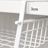 Hanging Basket for Kitchen Cupboard Organiser with Hook Installation, Carbon Steel Wire Pantry Storage for Renters, Small Under Shelf Design