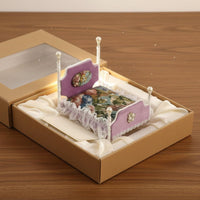 1:12 Scale Dollhouse bed Decorative 1:12 Scale Doll  Lavender Velvet Look Mini Princess Bed for Model Scene
