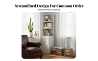 Space-Saving Design Corner Shelf Unit with Drawers Freestanding Multi-Tier Corner Bookcase Small Footprint Storage Cabinet Enclosed Compartments for Apartment Dwellers, Homeowners, Office Workers, Study Room, Bedroom
