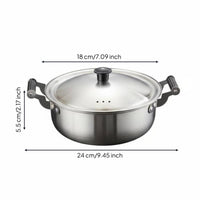Double Handle Noodle Pot Anti-Scald Handles Stainless Steel Soup Pot Heat Resistant for Dorm Room, Camping