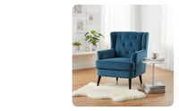 Modern Design Button-Tufted Wingback Chair Comfortable Cushion Button-Tufted Wingback Armchair Sturdy Frame Living Room Furniture Skin-Friendly Upholstery for Office Workers, Homeowners, Readers, Balcony, Bedroom, Reading Nook, Reception Area