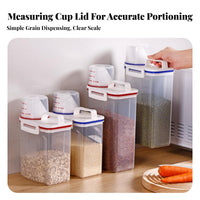 Moisture-Proof Rice Dispenser with Measuring Cup Food-Safe Cereal and Grain Storage Bin Space-Saving Design for Countertop, Kitchen Cabinet
