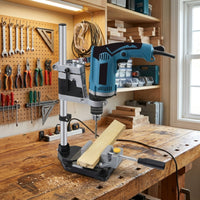 Benchtop Drill Stand with Vise Adjustable Bench Drill Stand Sturdy Tool Holder Heavy-Duty for Woodworkers, Workshop, Garage
