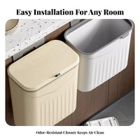 Wall Mounted Trash Can Easy-Mount Design Installation Wall Mounted Waste Bin Large Capacity Hanging Trash Bin for Homeowners, RV Owners, Restroom