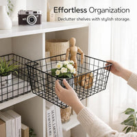 Wire Storage Baskets for Organizing, Metal Wire Storage Baskets 28x22x12cm, Metal Storage Baskets for Kitchen, Iron Wire Storage Basket Medium