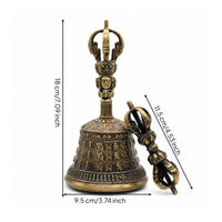 Tibetan Bell with Vajra Antique-Styled Bell with Vajra Handle Traditional for Practitioners, Collectors