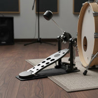 Single Bass Drum Pedal Double Chain Drive Pedal Adjustable Tension Non-Slip Base Musical Instrument Accessory for Drummers, Beginners, Music Studio