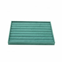 Green Jewelry Display Tray Flocked Velvet Jewelry Tray Rectangular Accessory Storage Raised Rim
