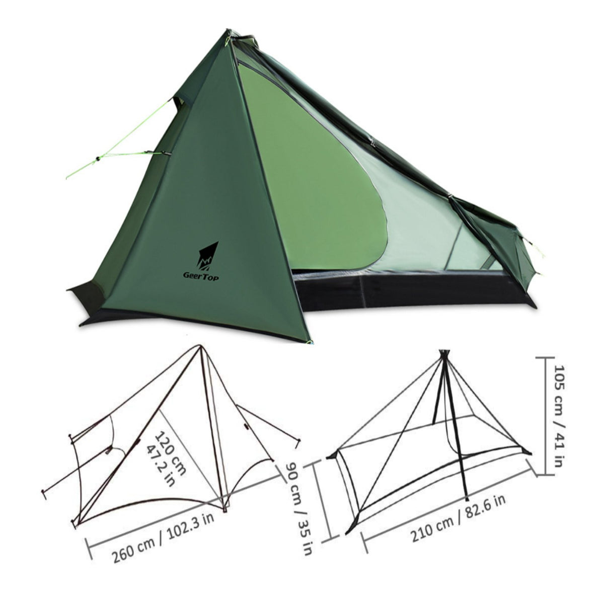 Pyramid Tent Windproof Lightweight Single-Person Tent Rainproof for Climbers, Hikers, Mountaineering, Camping