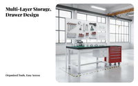 High Load Capacity Heavy-Duty Workbench Wear Resistant Industrial Assembly Table Adjustable Non-Slip Feet Steel Frame Work Bench for Factory Workers, Technicians, Laboratory, Warehouse, Garage, Basement