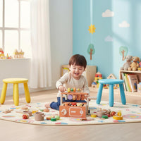 Wooden Outdoor Grill Toy Role-Playing Pretend Grill Set Educational for Young Children