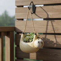 Small Sloth Hanging Planter Decorative Air Plant Holder Handmade Design for Outdoor