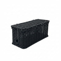 Cable Management Box Handwoven Organizer Box with Lid Sturdy Power Strips Organizer for Desk