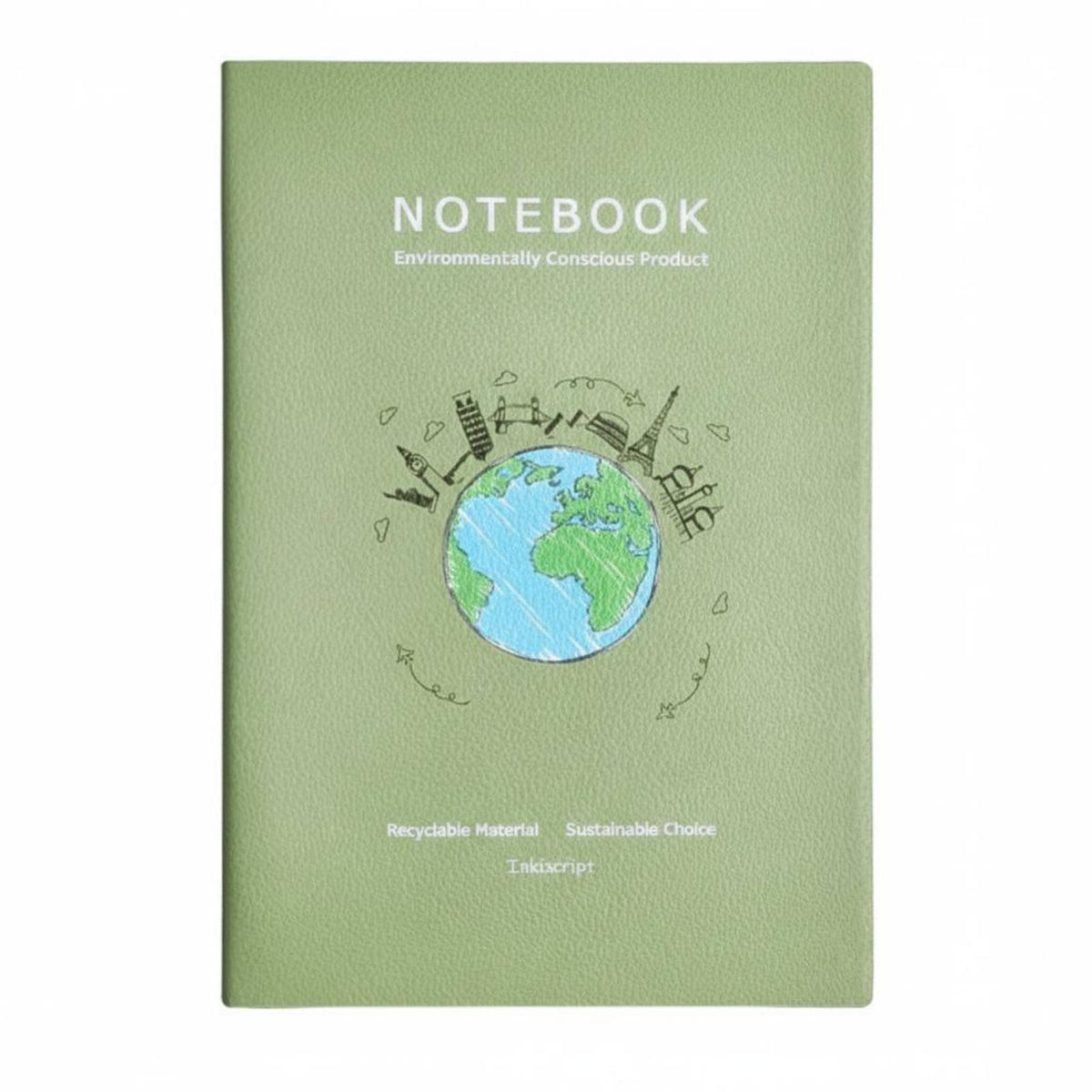 Recycled Leather Notebook, GRS Certified, Litchi Texture, Custom Monogram, Eco-Friendly Stationery