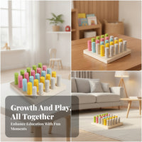 Wooden Peg Board Toy Bright Colors Wooden Peg Board Smooth Pegs Fine Coordination Practice Toy for Young Children, Preschoolers