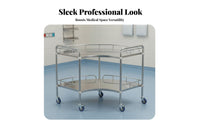 3 Pieces Locking Casters Stainless Steel Medical Trolley Utility Cart Lockable Wheels Rolling Instrument Stand Easy to Clean for Beauticians Artists, Operating Rooms, Hospital, Clinics