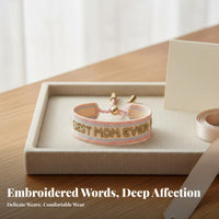 Embroidered Tassel Bracelet Family Appreciation Day Gift Embroidered Letter Bracelet Handmade Adjustable Woven Wristband for Women, Festivals, Summer