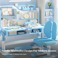 Kids Desk and Chair Set Design Adjustable Homework Desk Sturdy Children's Writing Table with Storage for Students, Bedroom, Home