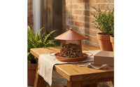 Conical Roof Hanging Bird Feeder Copper-Bronze Finish Metal Bird Feeder Perch Arms