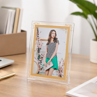 Glass Picture Frame 6x4, Photo Frame, Clear Freestanding Display, Gold Trim, Silver Trim, Rectangle