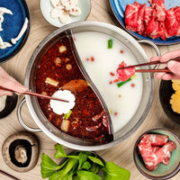 Thickened Material Divided Hot Pot Double Handle Yuan Yang Pot Food Grade Cookware for Party